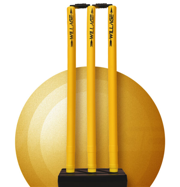 Plastic Wicket Set Yellow Black | Durable Grade "A" Cricket Stumps - WillAge