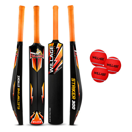 Cricket Plastic Bat | Ball (3 pcs.) Combo with Striker300 - WillAge